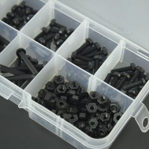 Kit De 160 Tornillos y Tuercas Nylon M3 Surtidos Negros Genérico - 4