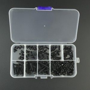 Kit De 160 Tornillos y Tuercas Nylon M3 Surtidos Negros Genérico - 2