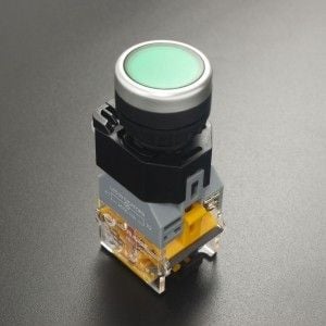 Interruptor Pulsador Normalmente Abierto 22mm YB-LA38 Con Led Indicador Verde Genérico - 1