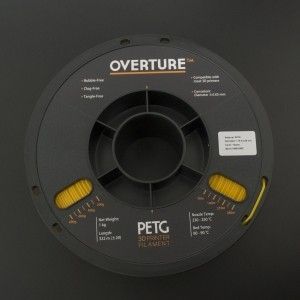 Filamento PETG 1.75mm Amarillo para Impresora 3D 1Kg OVERTURE Genérico - 2