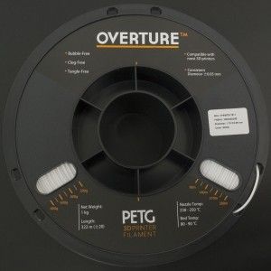 Filamento PETG 1.75mm Blanco para Impresora 3D 1Kg OVERTURE Genérico - 2