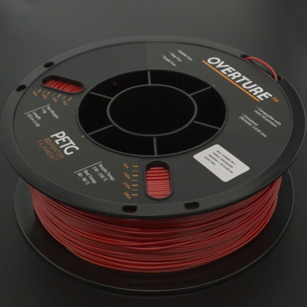 Filamento PETG 1.75mm Rojo para Impresora 3D 1Kg OVERTURE Genérico - 1