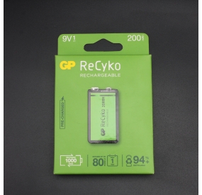 Batería Cuadrada GP Recyko 200mAh Original 9V Recargable