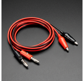 Cables de prueba con conectores banana y pinzas cocodrilo, 1 metro, rojo y negro, lote mínimo 50 unidades