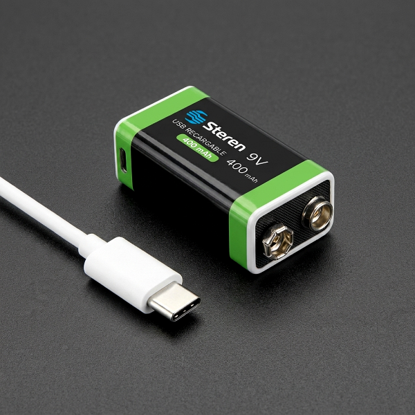 Batería recargable Li-Ion tipo 9V (cuadrada), de 400 mAh