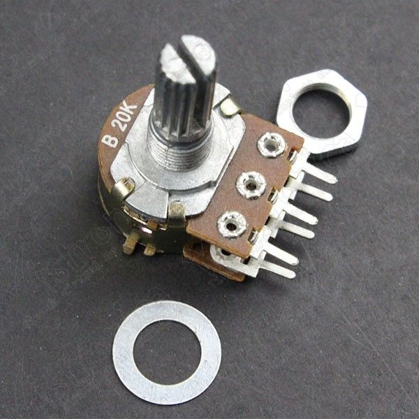 POTENZIOMETRO ROTATIVO LINEARE B20K 20K OHM 20Kohm PERNO 15mm B 20K Taiwan Alpha Electronic