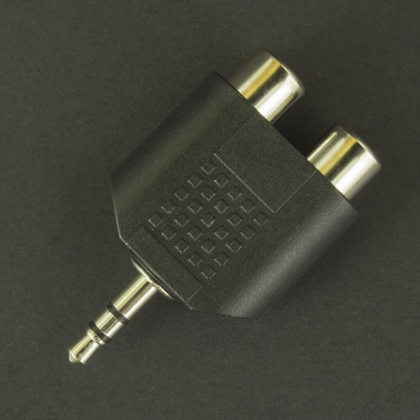 Adaptador de 2 plugs RCA a jack 3,5 mm, estéreo