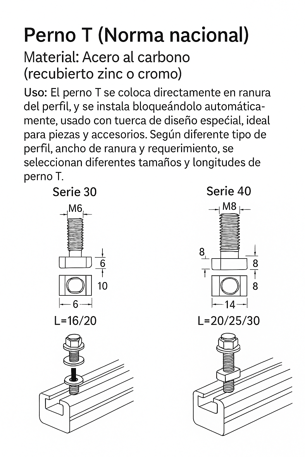 Grafico tecnico de Nuevo Compras - Tornillo cabeza de martillo Para Perfil 30 M6x20