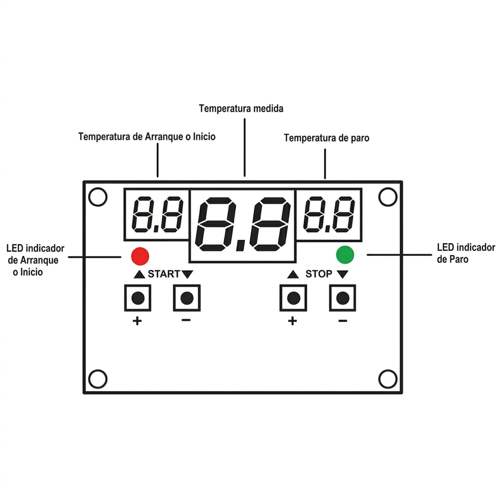 Grafico tecnico de Termostato Electrónico Digital HW-559 | Control de Temperatura Preciso y Ahorro Energético