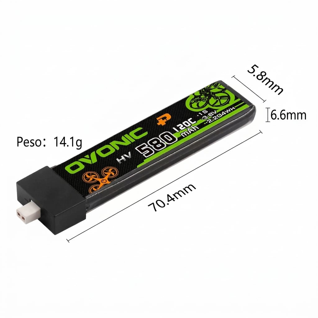 Grafico tecnico 1 de 2 de Batería OVONIC 1S 580mAh 120C HV PH2.0 FPV 5 unidades